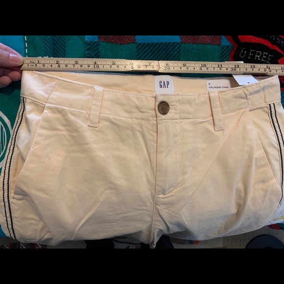 NWT GAP Girlfriend Chino XS Pant Yellow w/ Stripe - Picture 7 of 8